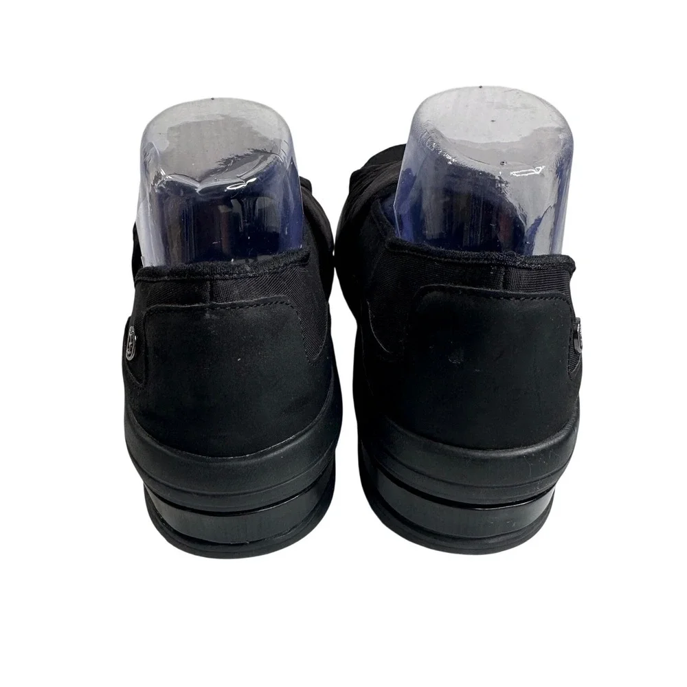 Bzees Remix Women's Black Stretch Peep Toe Wedge‎ Sandals Size 10M Casual